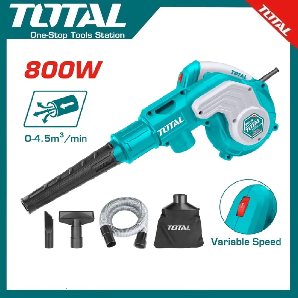 TOTAL Electric Air Blower – 800W | Variable Speed | 0–4.5m³/min Blowing Rate | Heavy-Duty Cleaning Tool