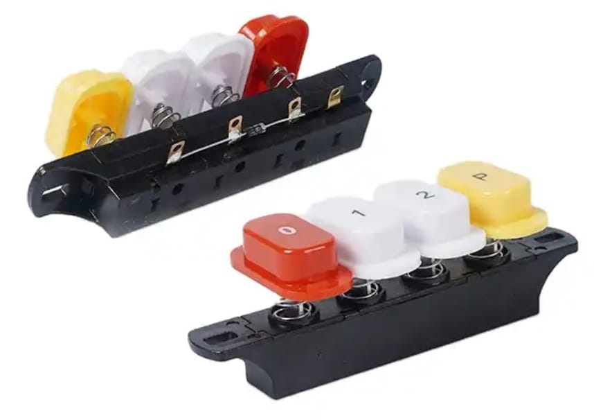 Multi-Phase Push Button Switch – 4-Button Control (0-1-2-P) | Industrial & Textile Machinery Compatible