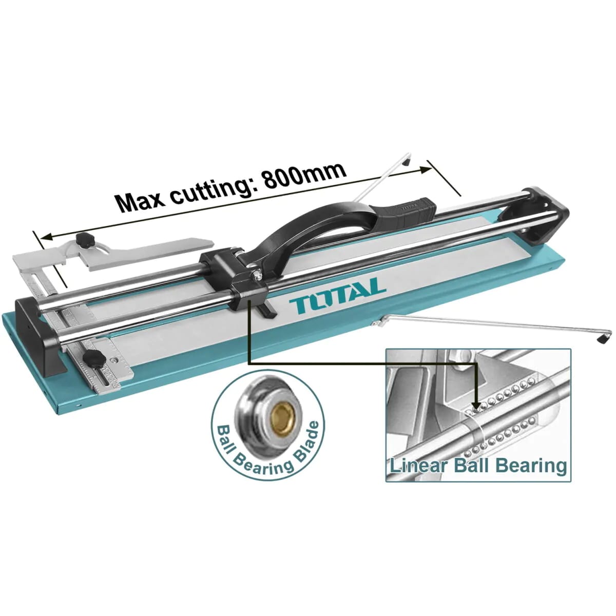 Tile Cutter – TOTAL 32″ | Steel Base | 800mm Cutting Capacity | Ball Bearing Blade