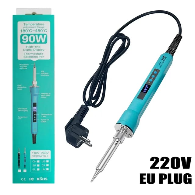 Digital Soldering Iron – 90W | Thermostatic | 180°C–480°C | LED Display | 110V–240V | Professional Tool